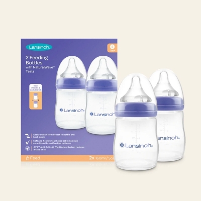 Шишета с биберон Lansinoh - NaturalWave, 160 ml, 0м+