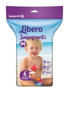 Бебешки пелени гащички за плуване Libero - Swimpants M, 6 броя
