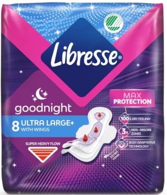 Нощни превръзки с крилца Libresse - Ultra Goodnight, 8 броя
