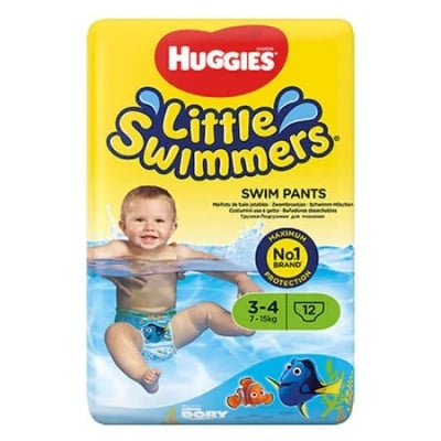 Бебешки пелени гащички за плуване Huggies - Little Swimmers 3-4, 12 броя