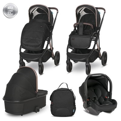 Бебешка количка 3 в 1 Lorelli - Aria, Black