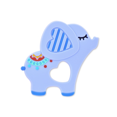 Силиконова гризалка Baby Care - Слонче Lucky, Синя