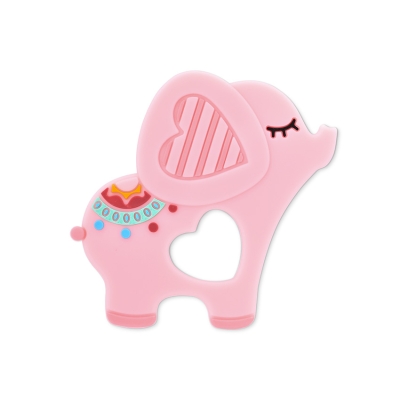 Силиконова гризалка Baby Care - Слонче Lucky, Розова