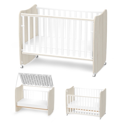 Бебешко легло Lorelli Premium - Stars, 60 x 120 сm, Бяло & Светъл Дъб