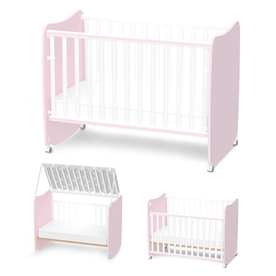 Бебешко легло Lorelli Premium - Stars, 60 x 120 сm, White & Orhid Pink