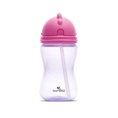 Спортна бутилка със сламка Lorelli - Pink & Purple, 300 ml