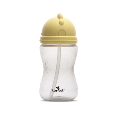 Спортна бутилка със сламка Lorelli - Yellow & Grey, 300 ml