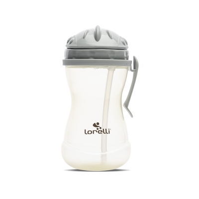 Спортна бутилка с дръжка Lorelli - 360 ml, Grey & Yellow