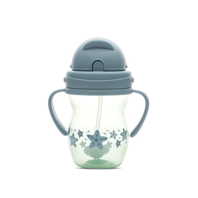 Чаша с дръжки и сламка Lorelli - Baby Care, Blue & Green