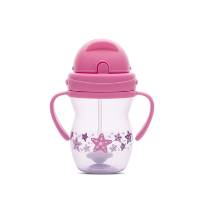 Чаша с дръжки и сламка Lorelli - Baby Care, Pink & Purple