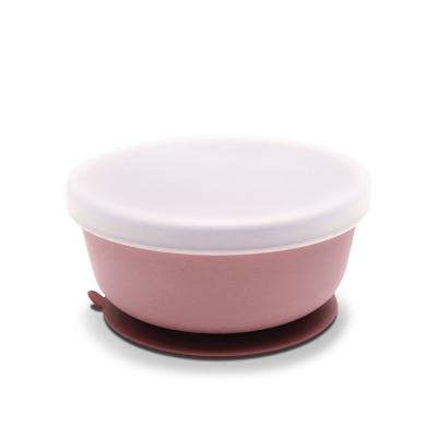 Силиконова купа с ваккум и капак Lorelli - Natural, Deep Pink
