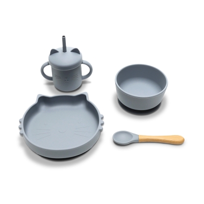 Силиконов сет за хранене 4 части Lorelli - Natural, Grey