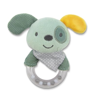 Дрънкалка с кръг Lorelli Toys - Natural, Куче, зелено