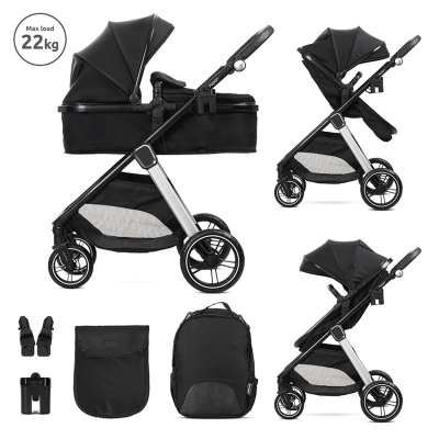 Бебешка количка 2 в 1 с трансформираща седалка Lorelli - Aspen, Black