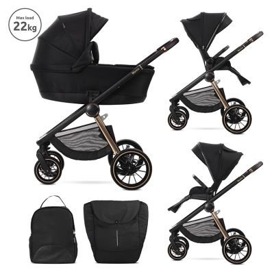 Бебешка количка 2 в 1 с адаптори Lorelli - Bianca, Black