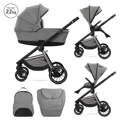 Бебешка количка 2 в 1 с адаптори Lorelli - Bianca, Grey