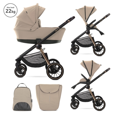 Бебешка количка 2 в 1 с адаптори Lorelli - Bianca, Beige
