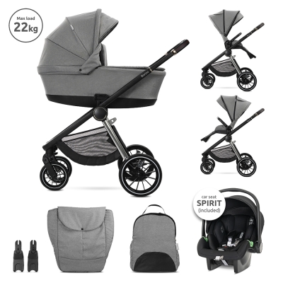 Бебешка количка 3 в 1 с кош за новородено Lorelli - Bianca, Grey