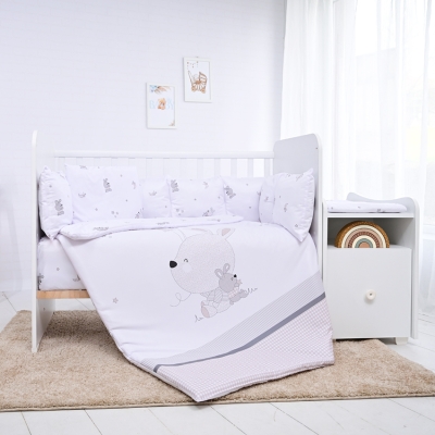 Спален комплект с ранфорс Lorelli - Trend, Little Rabbits, Сив