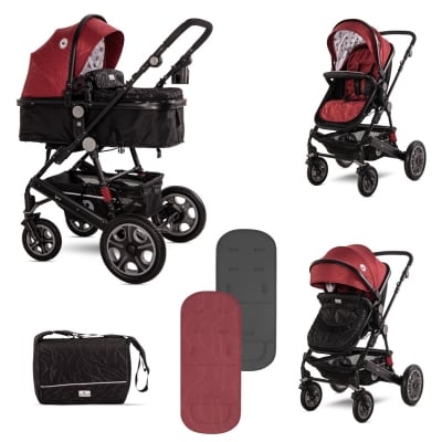 Комбинирана количка 2 в 1 Lorelli - Lora, Luxe Red Elephants