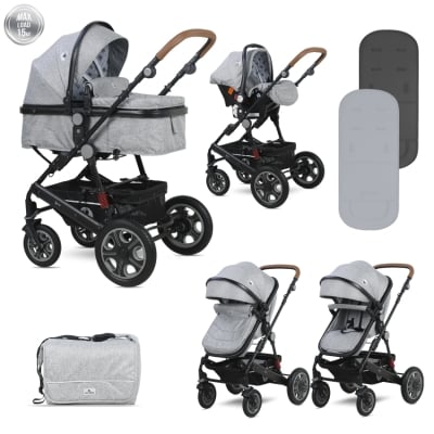 Комбинирана количка 3 в 1 Lorelli - Lora Set, Cool Grey Elephants