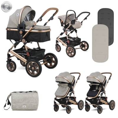 Комбинирана количка 3 в 1 Lorelli - Lora Set, Pearl Beige