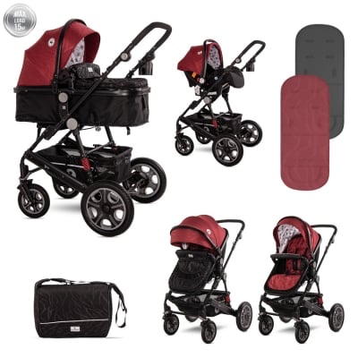 Комбинирана количка 3 в 1 Lorelli - Lora Set, Red Elephants