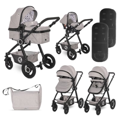 Комбинирана количка 3 в 1 Lorelli - Alexa set, Оpaline Grey Elephants
