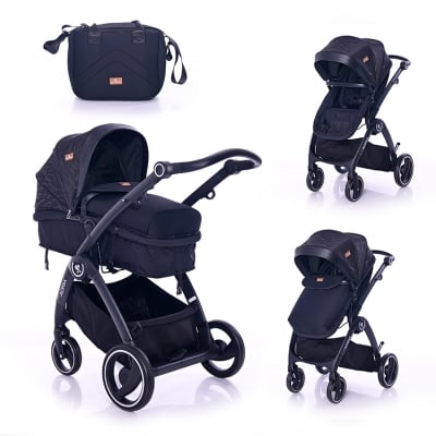 Комбинирана детска количка Lorelli - Adria, Black
