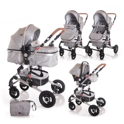 Комбинирана детска количка Lorelli - Alba Premium Set, Light grey