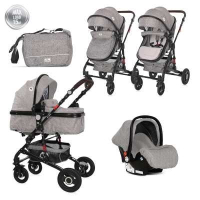 Комбинирана детска количка Lorelli - Alba Premium Set, Steel grey