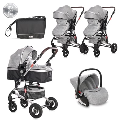 Комбинирана детска количка Lorelli - Alba Premium Set, Opaline Grey