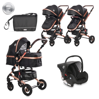 Комбинирана детска количка Lorelli - Alba Premium Set, Luxe Black