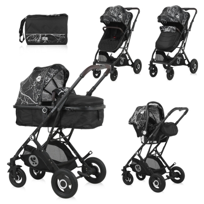 Комбинирана количка Lorelli - Sena Set, Black Marble