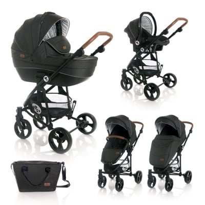 Детска комбинирана количка Lorelli - Crysta 3 в 1, Black