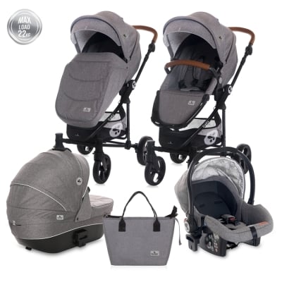 Детска комбинирана количка Lorelli - Crysta 3 в 1, Cool Grey