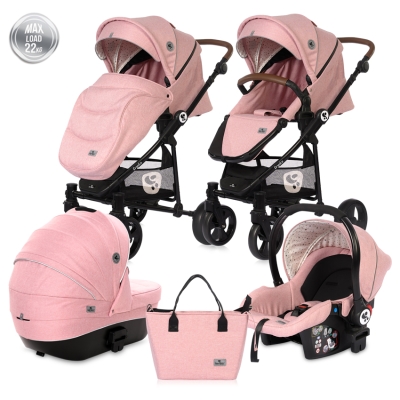 Детска комбинирана количка Lorelli - Crysta 3 в 1, Blossom Pink