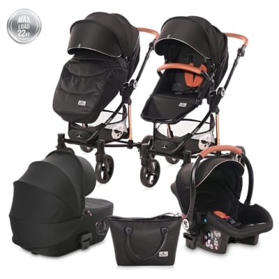 Детска комбинирана количка Lorelli - Crysta 3 в 1, Black Diamond