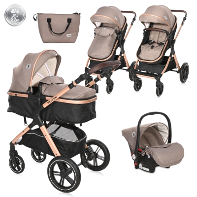 Детска комбинирана количка 3в1 Lorelli - Heaven Set, Beige
