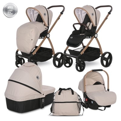 Комбинирана количка 3 в 1 Lorelli - Infinity, Beige Sand