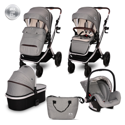 Комбинирана количка 3 в 1 Lorelli - Glory, Opaline Grey