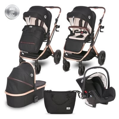 Комбинирана количка 3 в 1 Lorelli - Glory, Black Diamonds