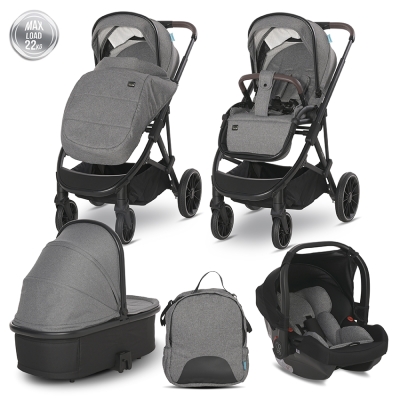 Бебешка количка 3 в 1 Lorelli - Aria, Grey
