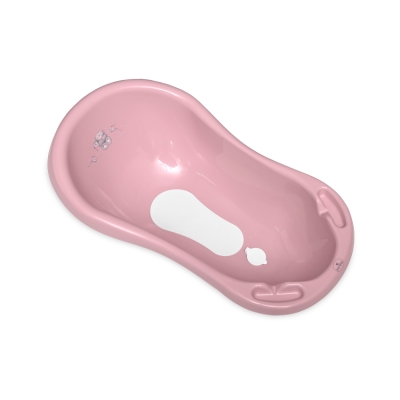 Бебешка нехлъзгаща вана с оттичане Lorelli - Bear, 84 cm, Dark Pink