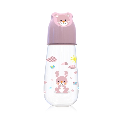 Бебешко шише с релефна капачка Lorelli - Baby Care, Animals, 125 ml, Blush Pink