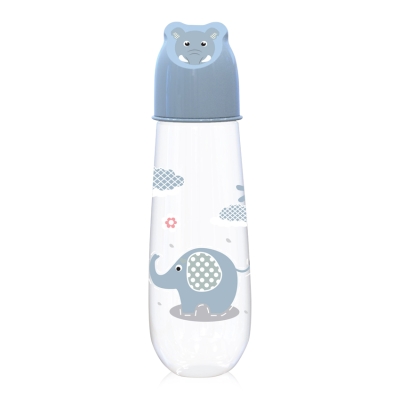 Бебешко шише с релефна капачка Lorelli - Baby Care, Animals, 250 ml, Moonlight Blue