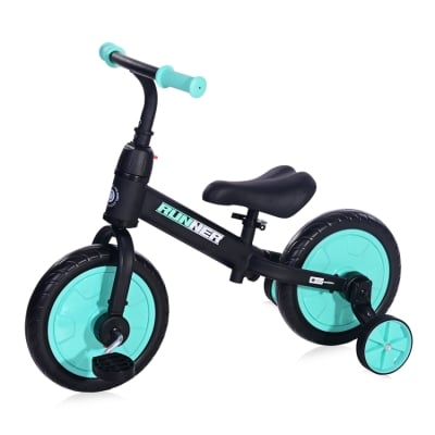 Колело за баланс Lorelli - Runner 2 в 1, Black & Turquoise