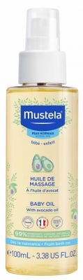 Овлажняващо масажно олио за бебета и деца Mustela, 100 ml