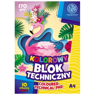 Техническо блокче Astra - Фламинго, А4, 10 листа