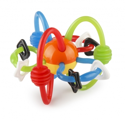 Бебешка играчка 2 в 1 Infantino - Топка, Оранжево & Жълто